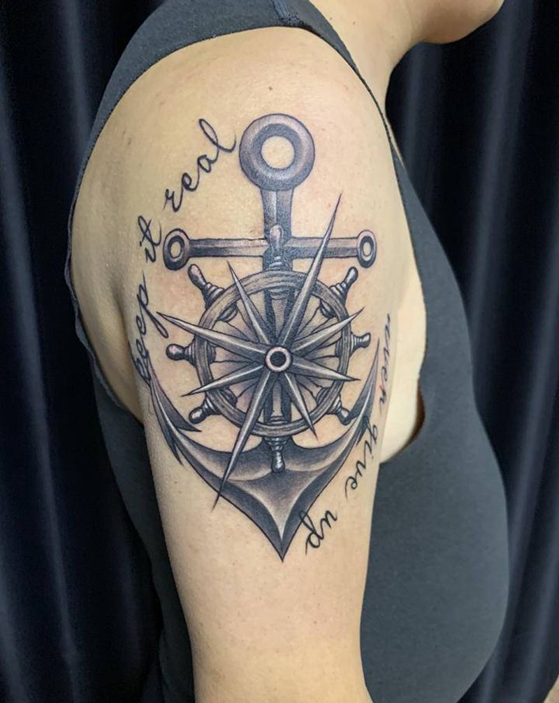 锚纹身图片_肩部纹身图案