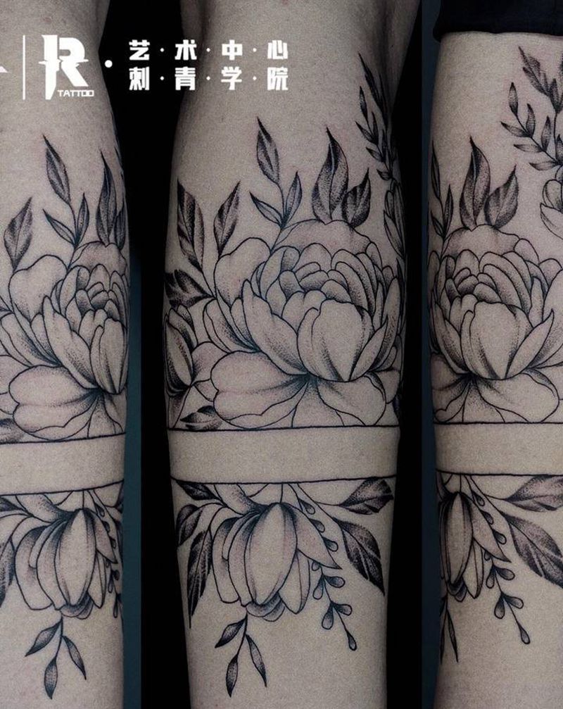 素花纹身图片_手臂新传统纹身图案