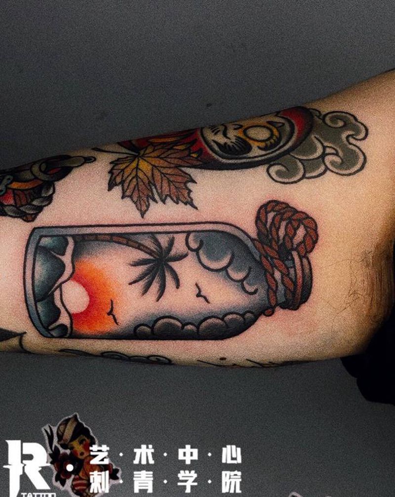 欧美拼接纹身图片_手臂Old School纹身图案