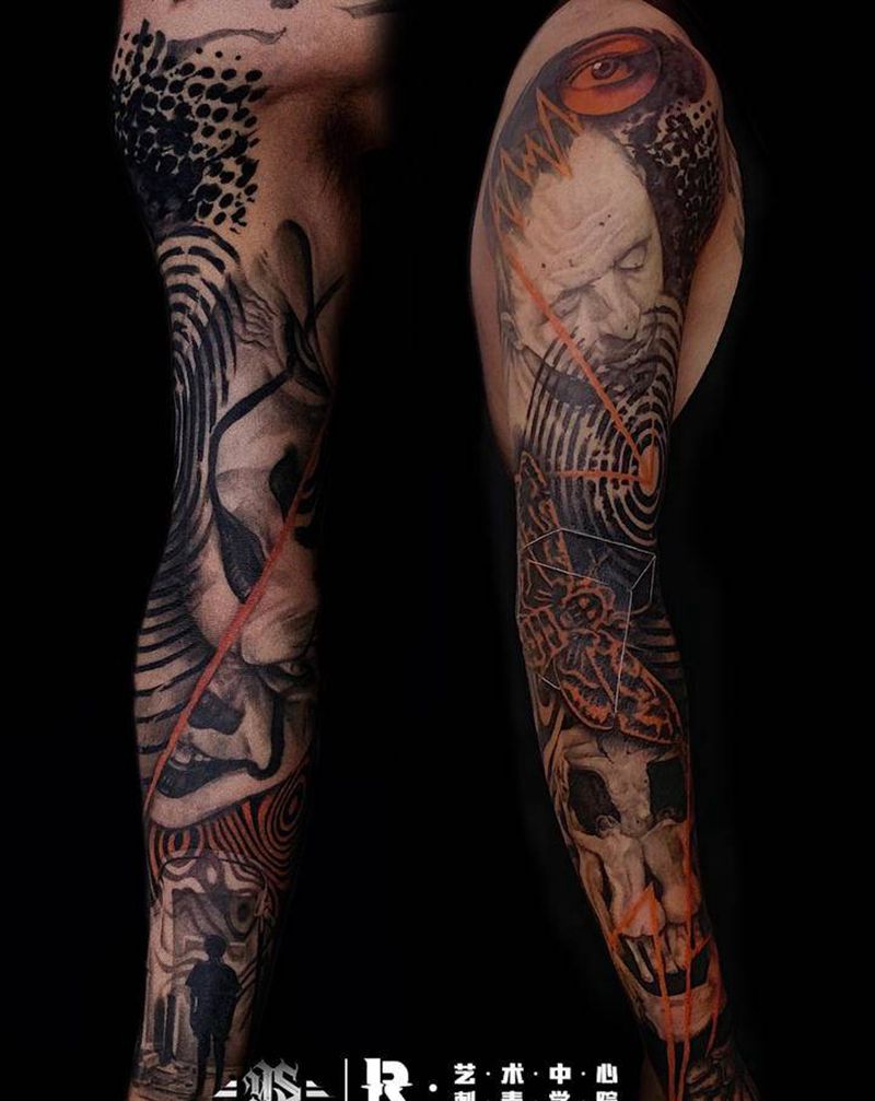 花臂纹身图片_手臂欧美写实纹身图案