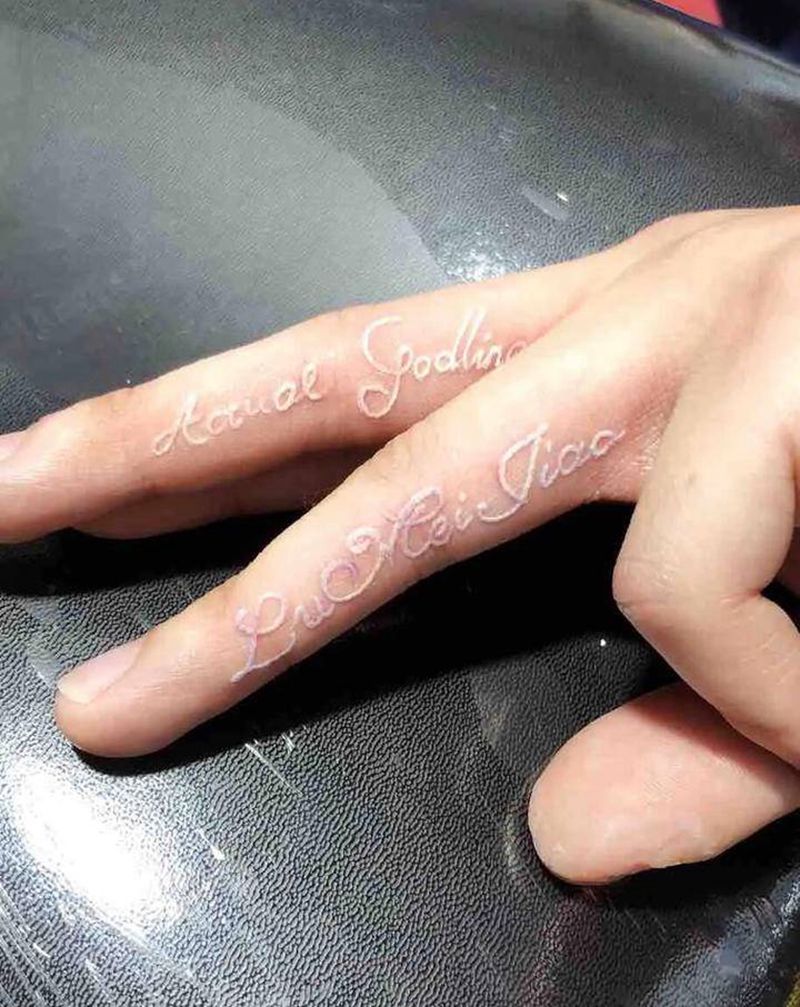 白字母纹身图片_手部纹身图案