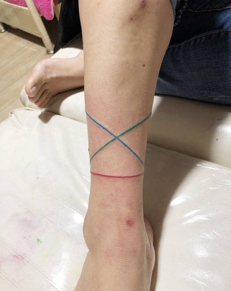 线纹身图片_腿部纹身图案