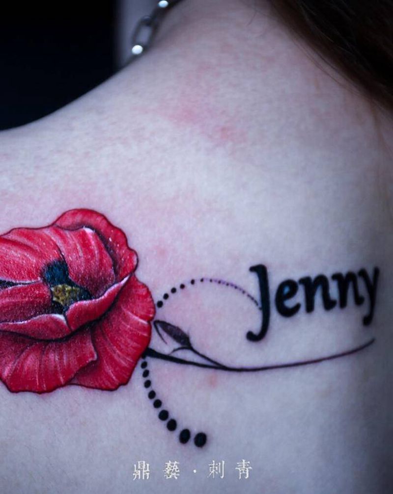 Jenny老师纹身图片_背部欧美写实水彩清新纹身图案