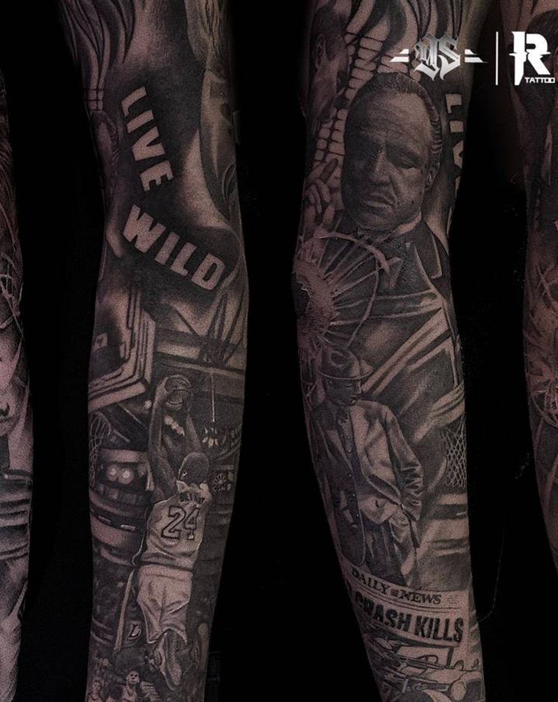 欧美花臂纹身图片_手臂欧美写实纹身图案