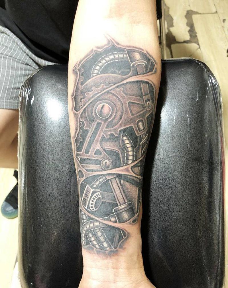 机械纹身图片_手臂纹身图案