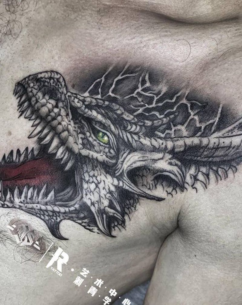 欧美龙纹身图片_欧美写实纹身图案