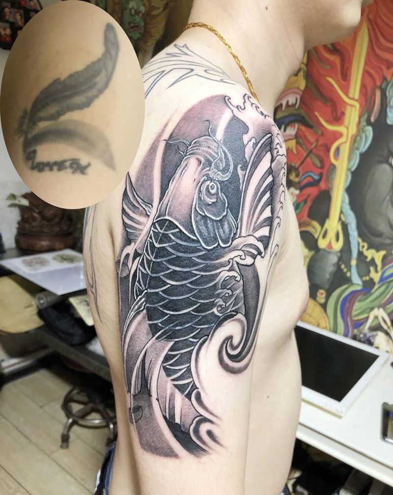 锦鲤纹身图片_手臂纹身图案