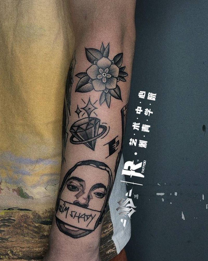 花臂拼接纹身图片_手臂纹身图案