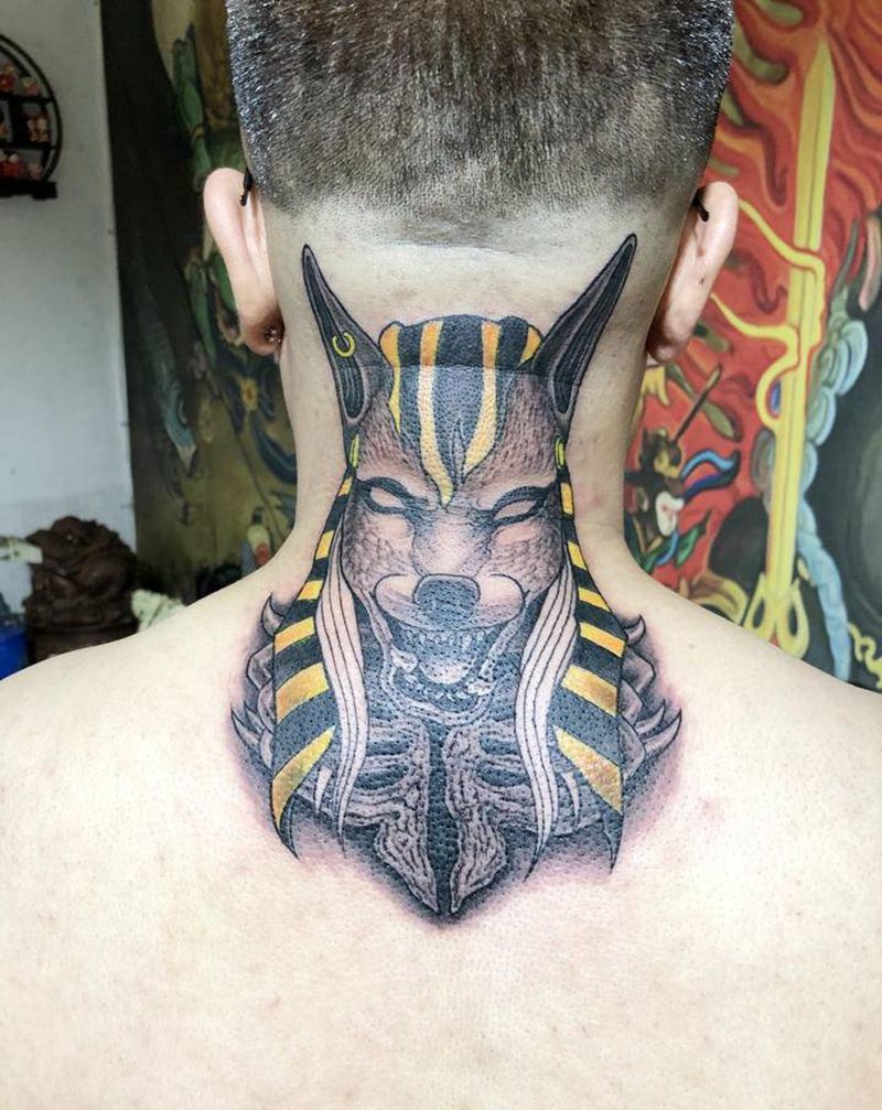 阿努比斯纹身图片_背部纹身图案