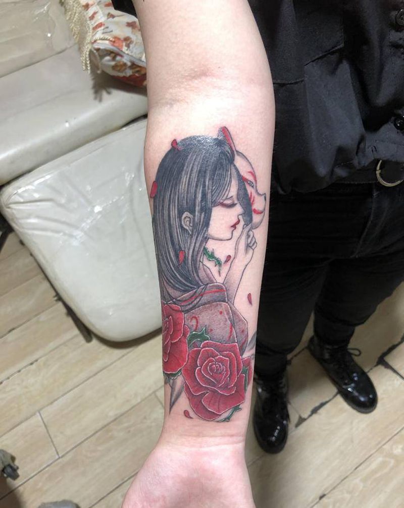 这算艺姬？纹身图片_手臂纹身图案