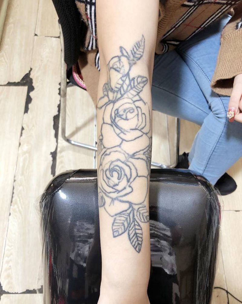 玫瑰修改纹身图片_手臂纹身图案