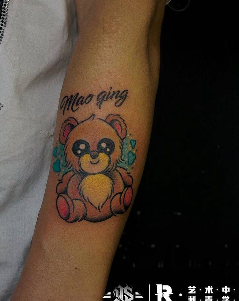 熊纹身图片_手臂New School纹身图案