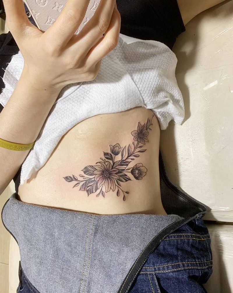 遮盖手术疤痕纹身图片_腹部纹身图案