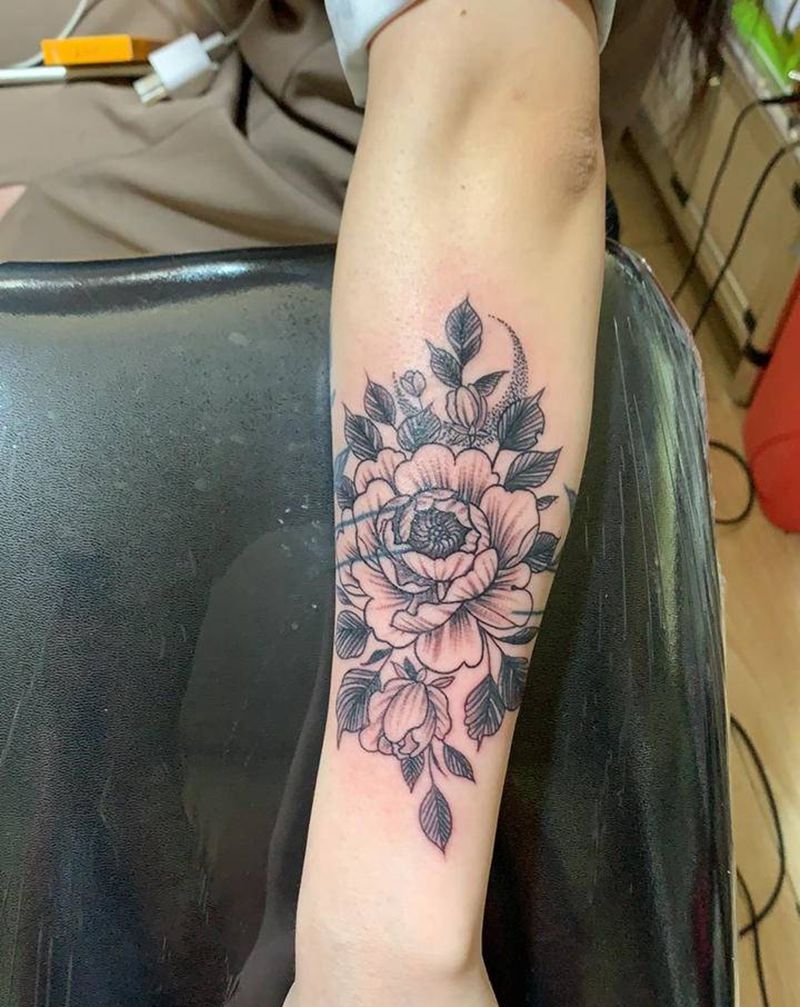 素花纹身图片_手臂纹身图案