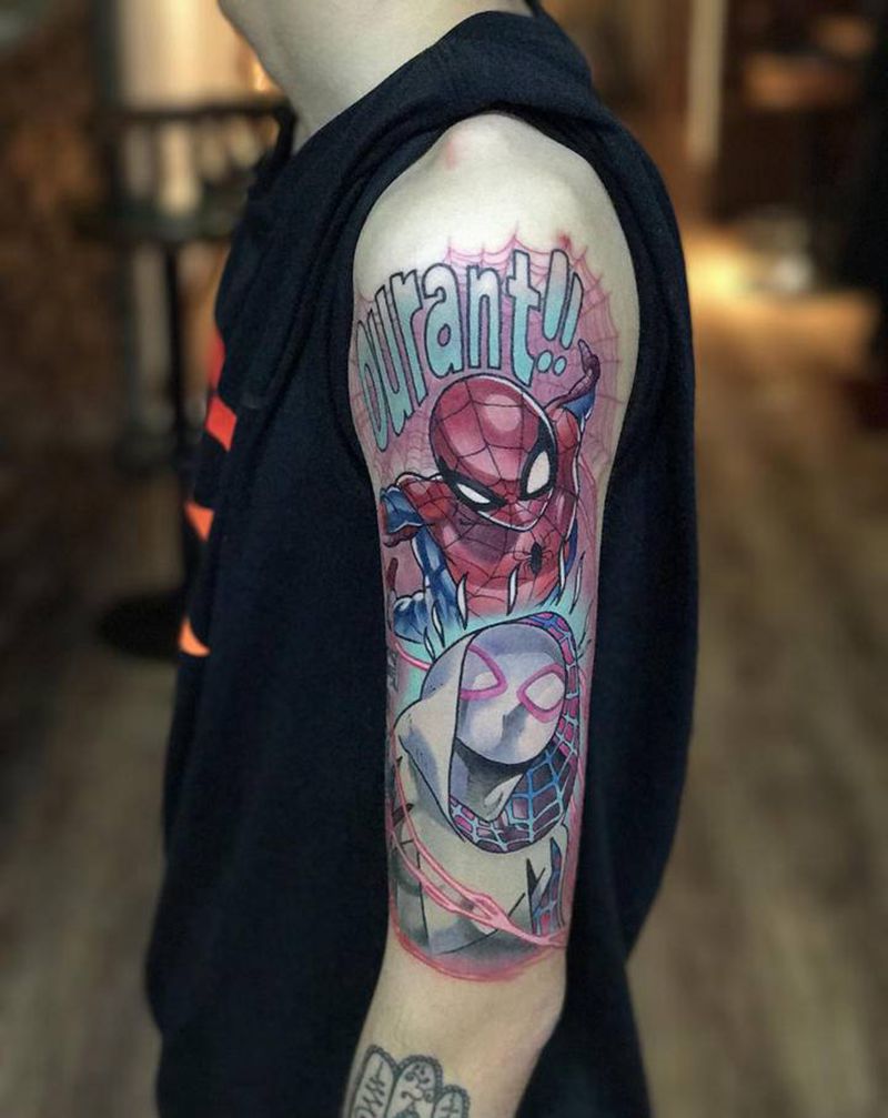 蜘蛛侠纹身图片_Old School水彩蜘蛛侠纹身图案