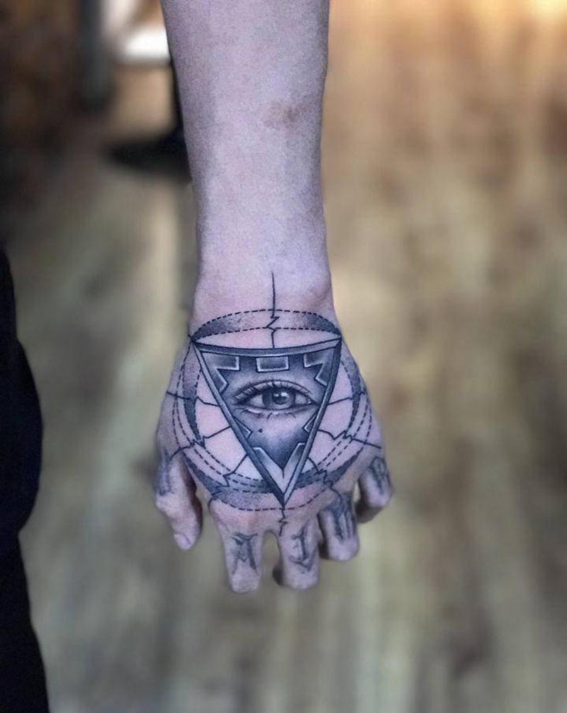 权势之眼纹身图片_手部欧美写实Old School纹身图案
