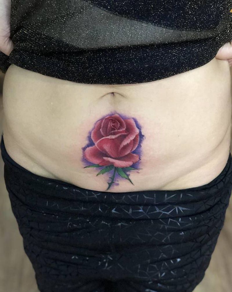 疤痕覆盖纹身图片_水彩水墨纹身图案