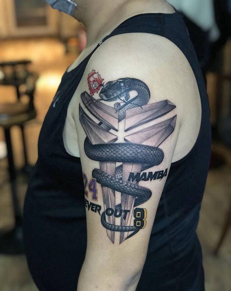 曼巴精神纹身图片_手臂欧美写实纹身图案