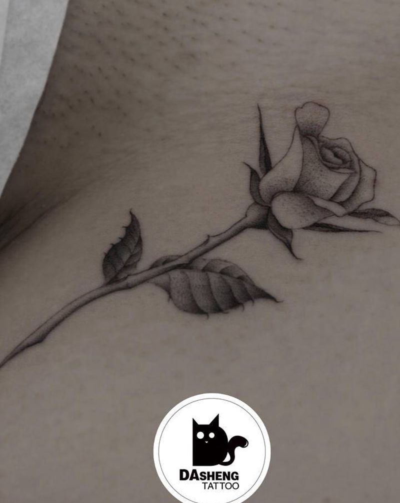 玫瑰玫瑰我爱你纹身图片_手臂点刺玫瑰纹身图案