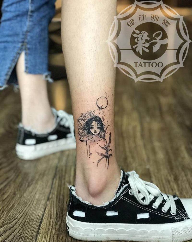 小清新纹身图片_脚部纹身图案