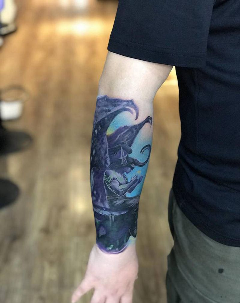 魔兽人物纹身图片_手臂欧美写实纹身图案