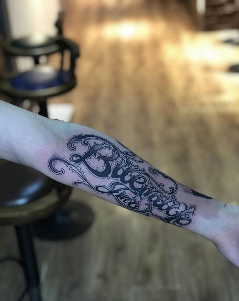 花体英文纹身图片_花体字纹身图案