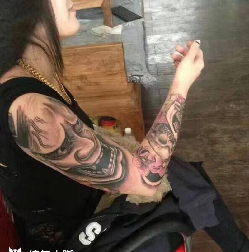 般若纹身图片_手臂新传统纹身图案