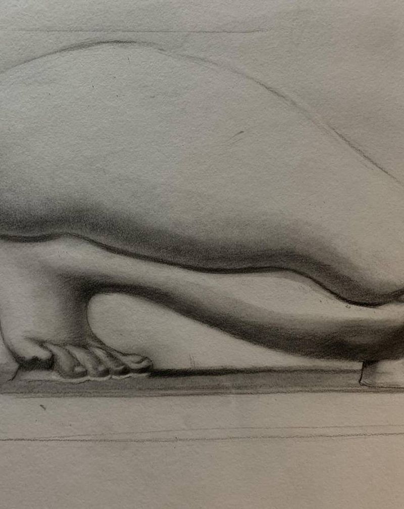 巴尔格素描纹身图片_腿部欧美写实纹身图案