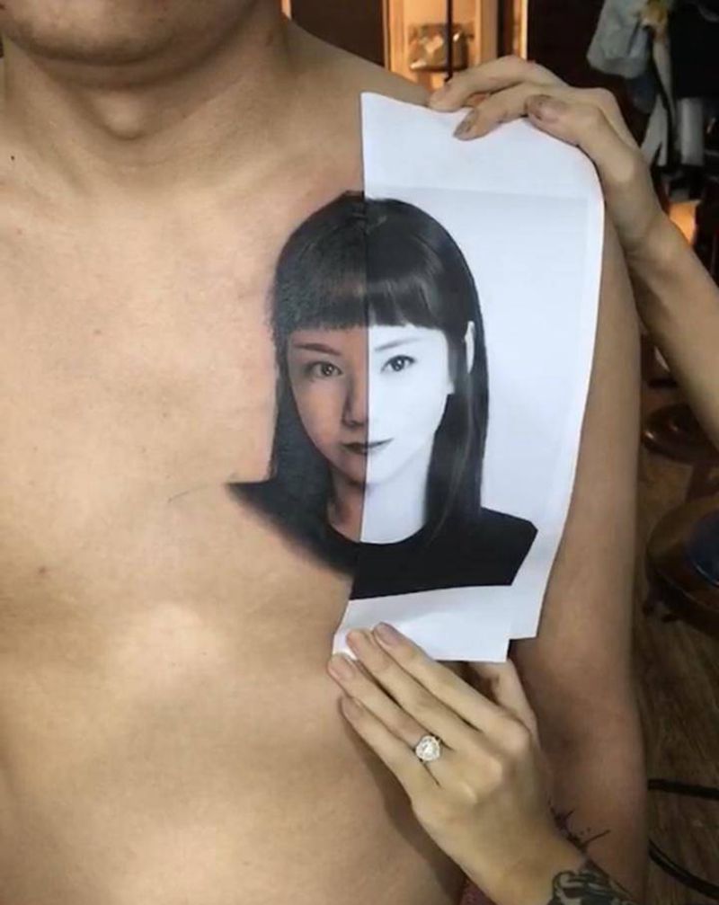 肖像纹身图片_胸部欧美写实纹身图案