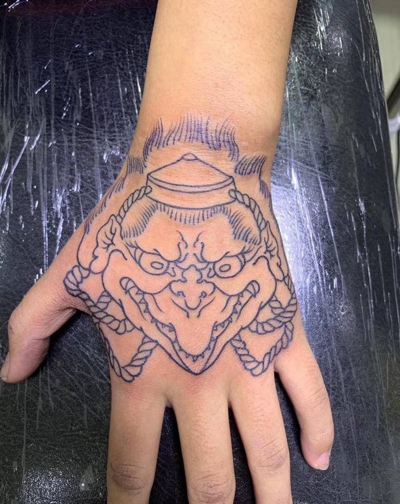 河童纹身图片_手部老传统纹身图案