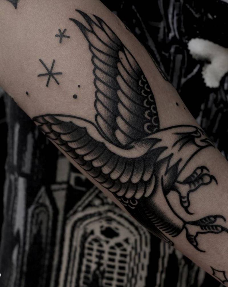 老学校的大老鹰纹身图片_手臂Old School纹身图案