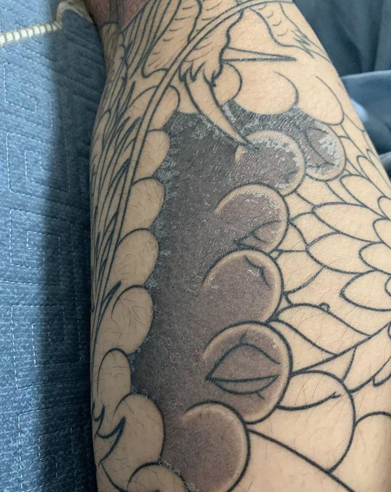 恢复纹身图片_腿部老传统纹身图案