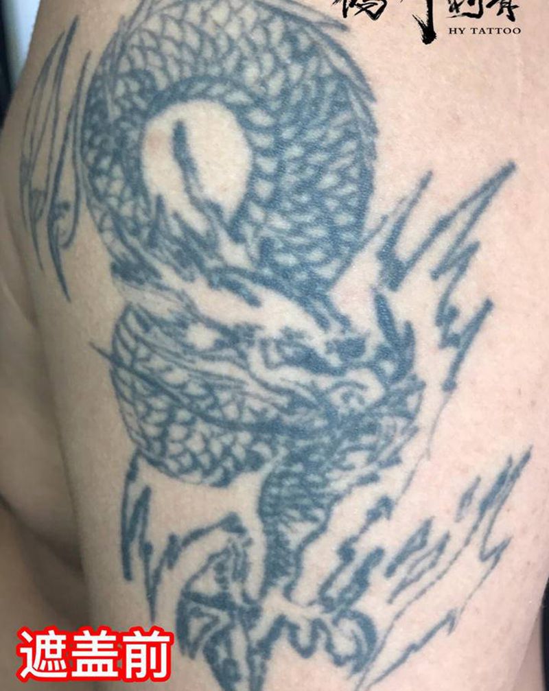 一念纹身图片_手臂新传统佛魔纹身图案