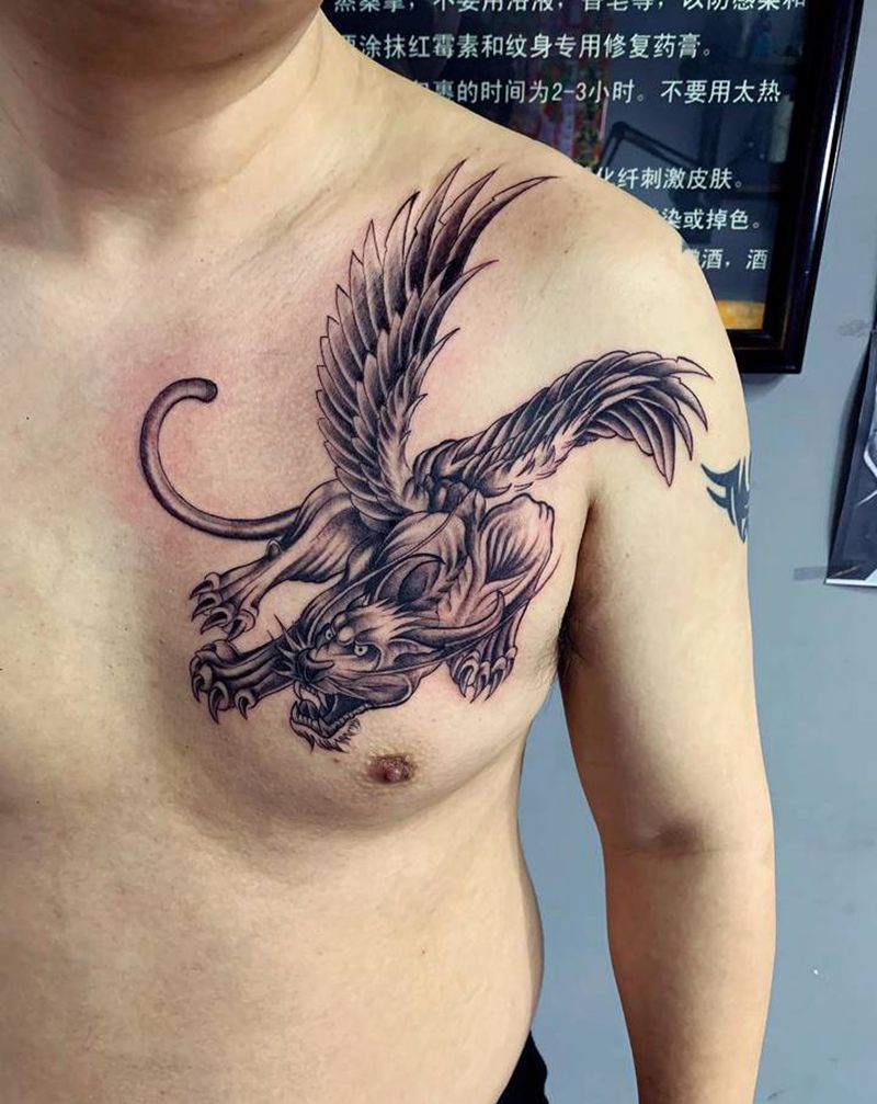 琼麒纹身图片_胸部纹身图案