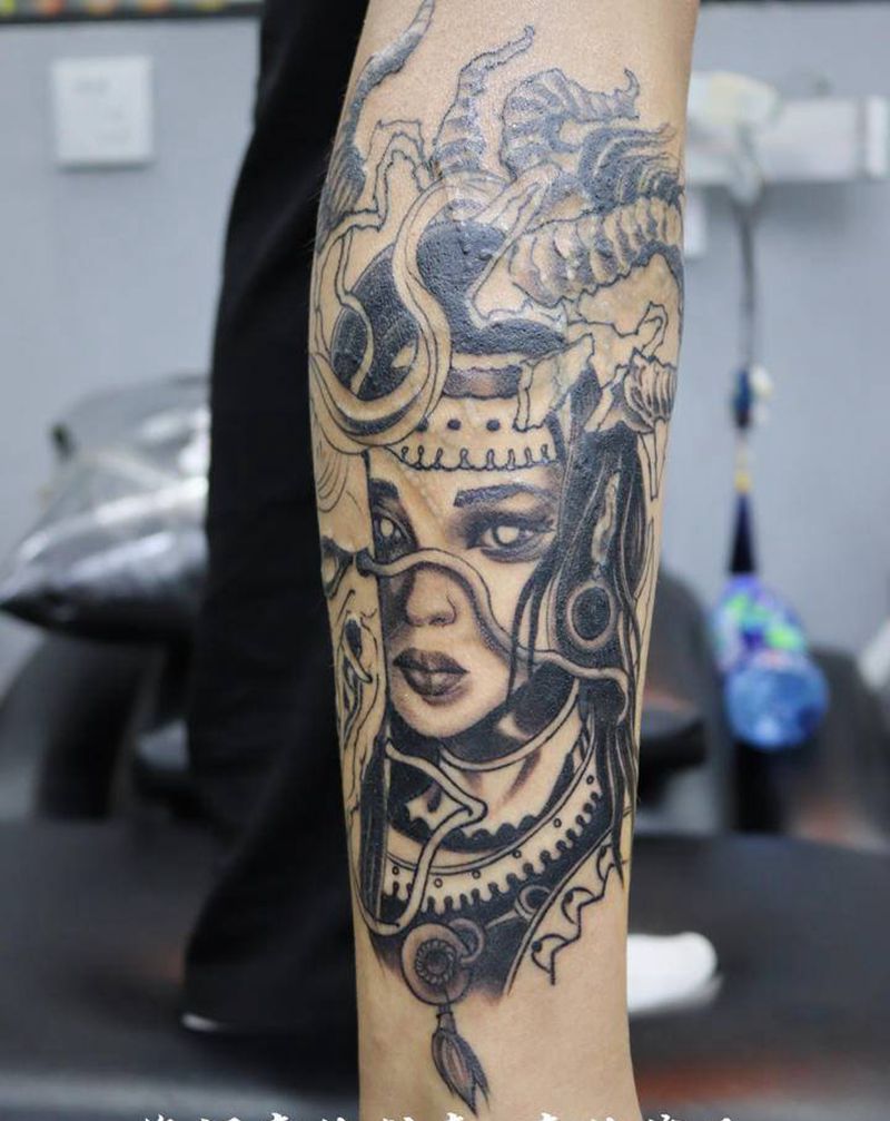 遮盖纹身图片_腿部纹身图案