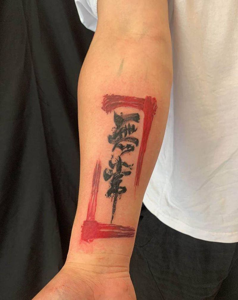 无常纹身图片_手臂水彩纹身图案