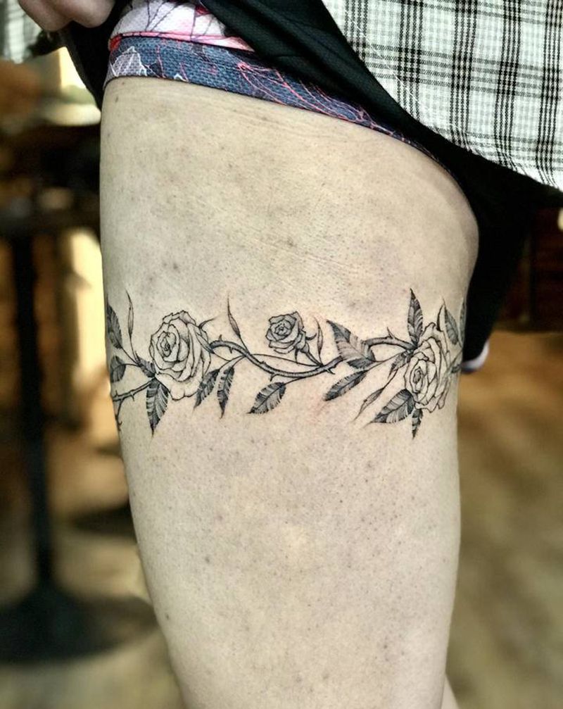 腿环纹身图片_腿部点刺纹身图案