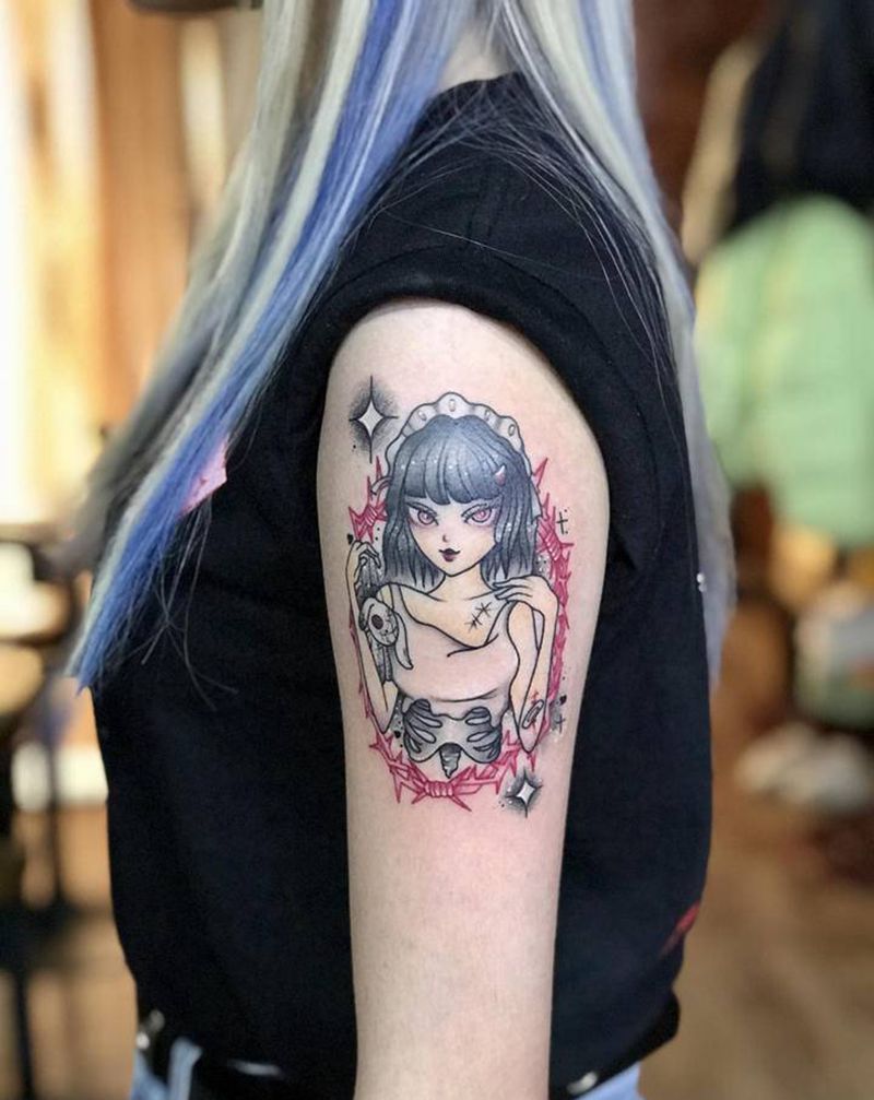 小美女纹身图片_手臂Old School纹身图案