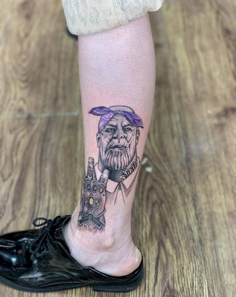 灭霸纹身图片_腿部纹身图案