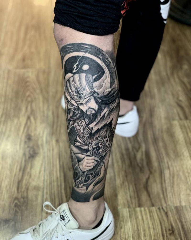 诸葛亮纹身图片_腿部新传统纹身图案