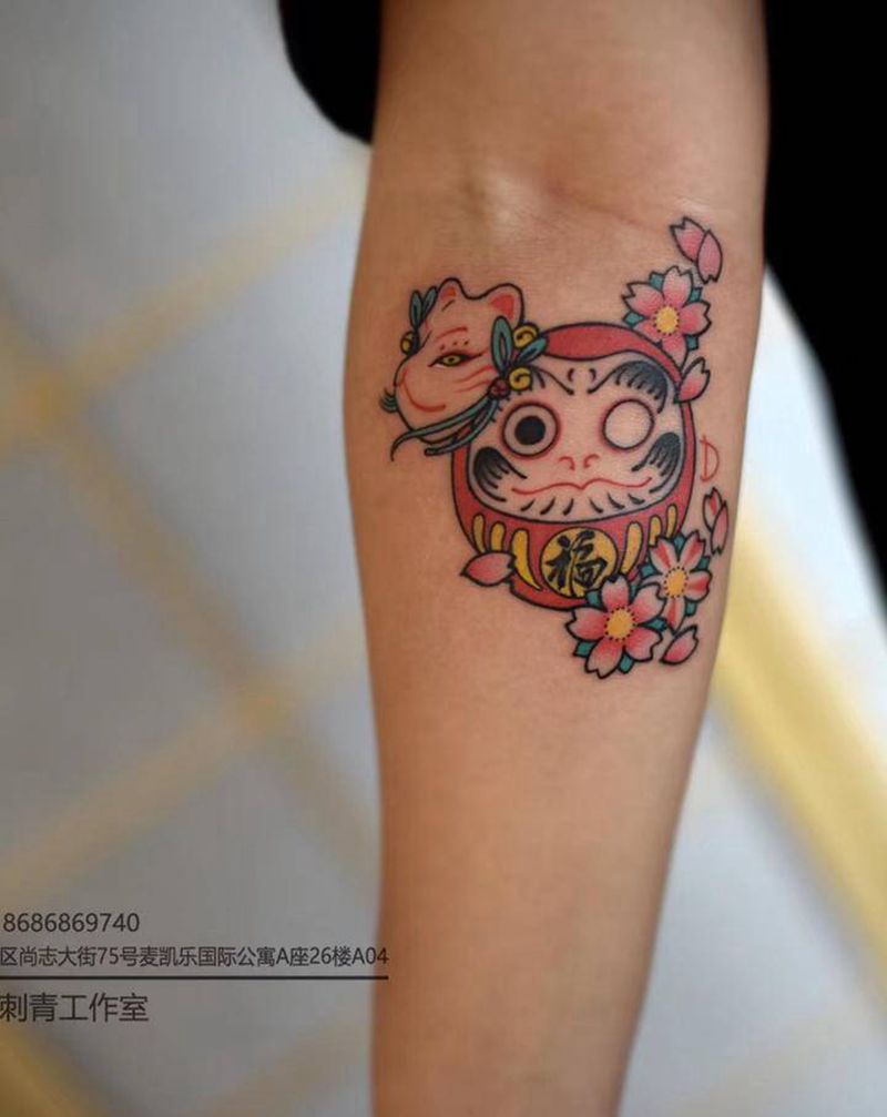 达摩纹身图片_手臂New School纹身图案