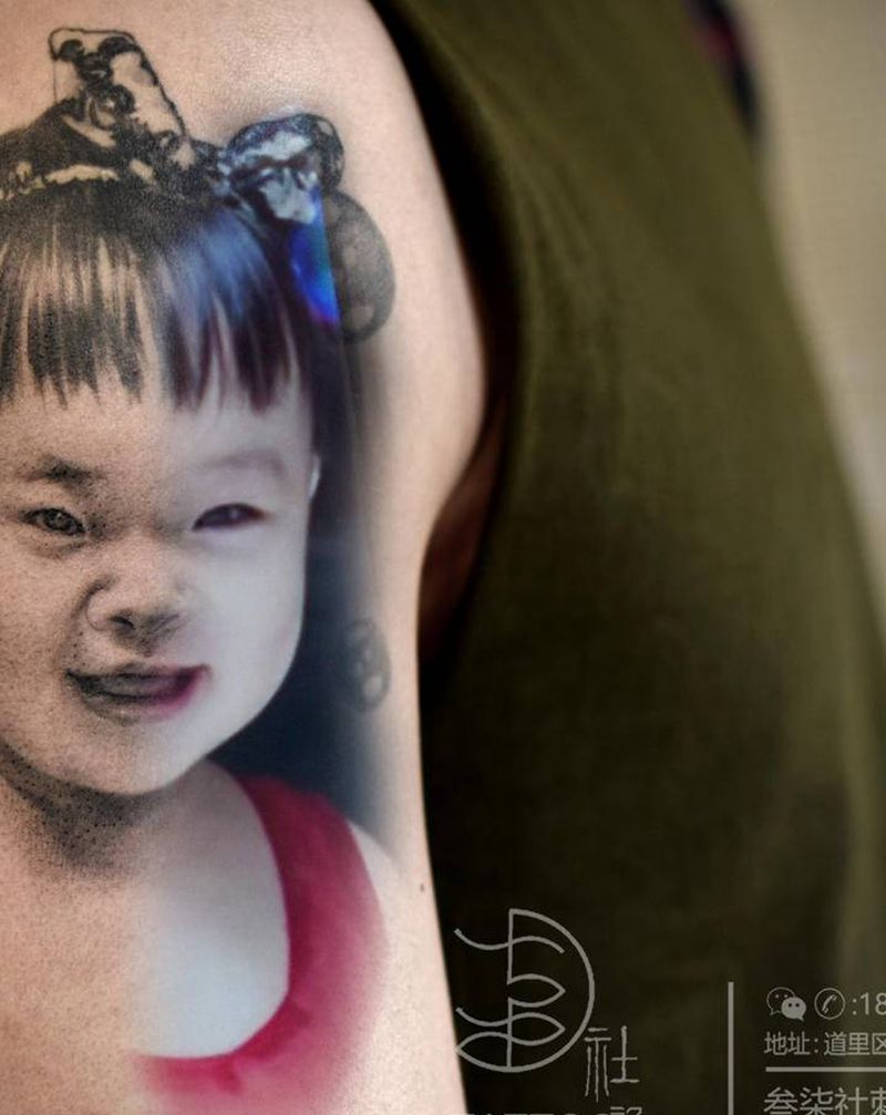 爸爸的爱纹身图片_手臂欧美写实纹身图案