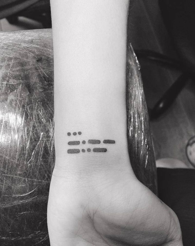 摩斯电码纹身图片_手部新传统小清新纹身图案