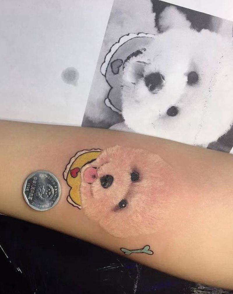 狗狗纹身图片_手臂欧美写实纹身图案