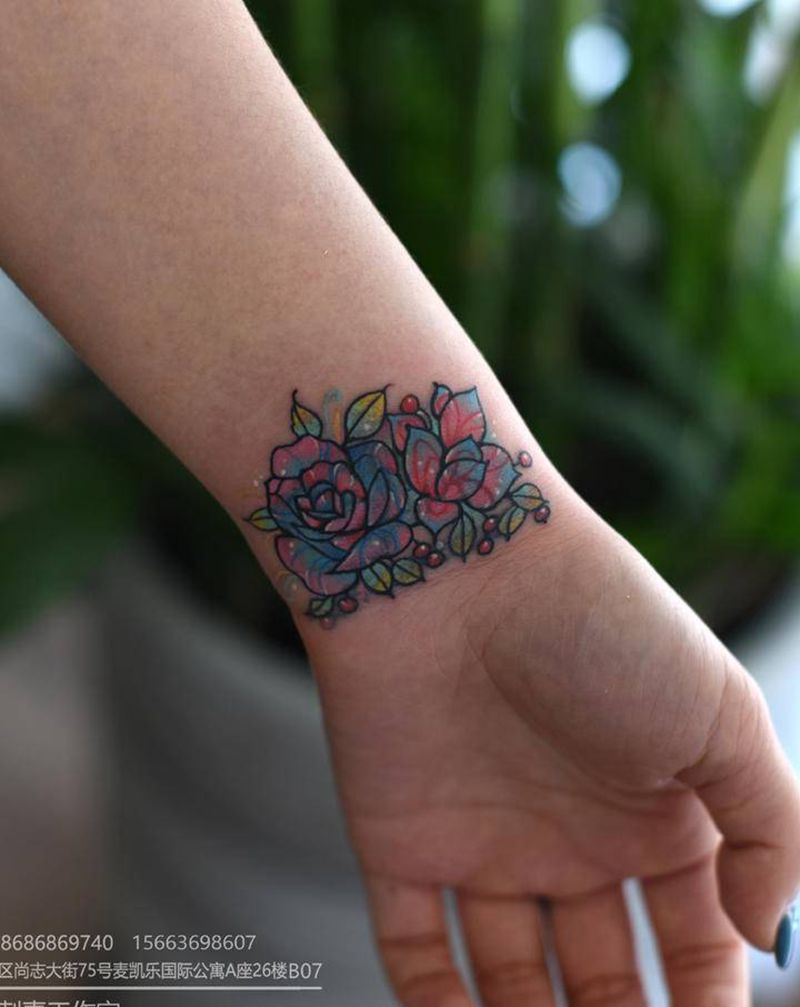 遮盖纹身作品纹身图片_手臂水彩纹身图案