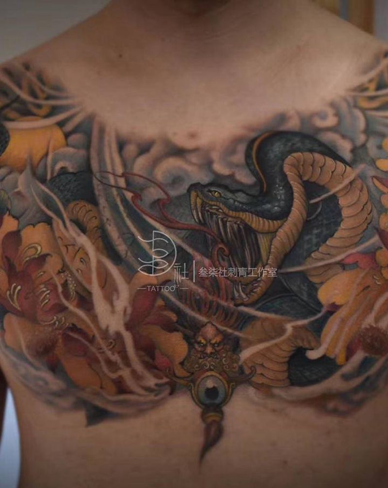 蛇纹身图片_新传统纹身图案
