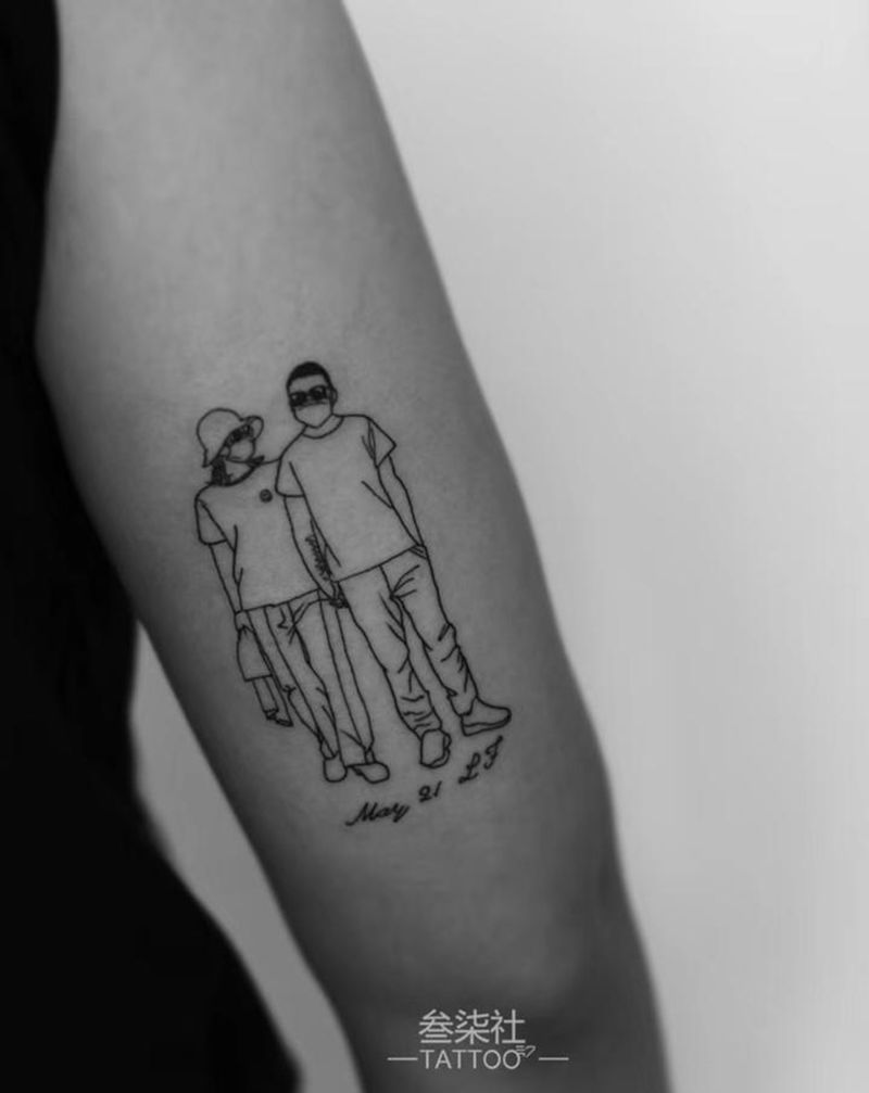 情侣纹身图片_手臂几何纹身图案