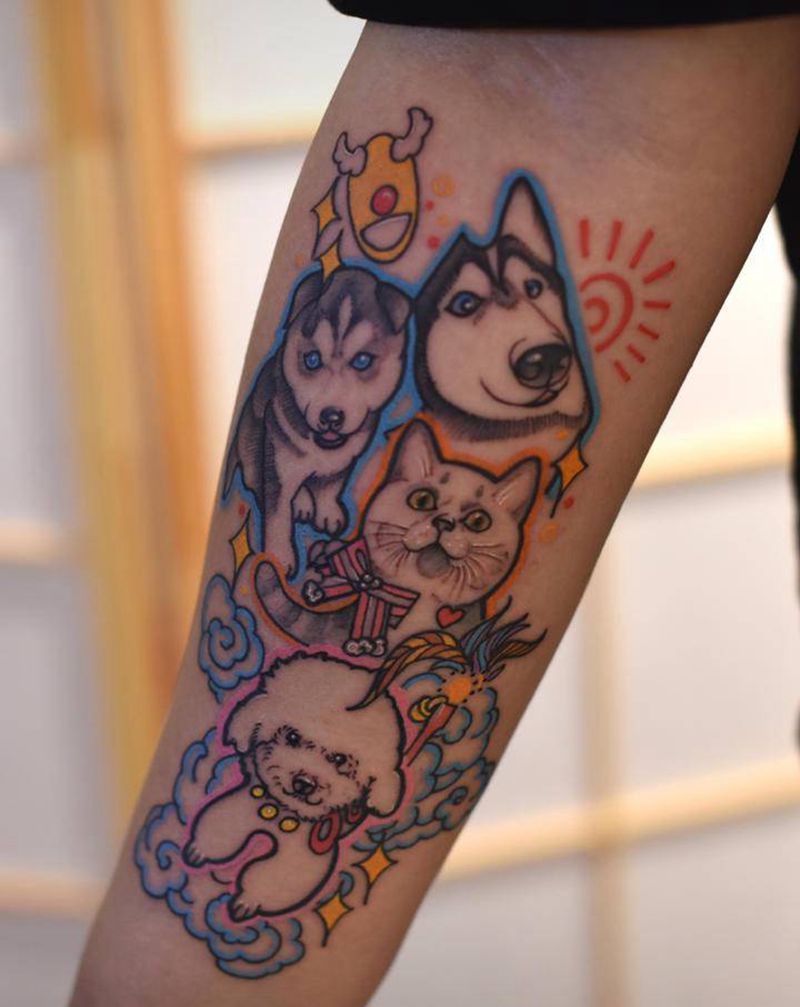 狗狗纹身纹身图片_手臂New SchoolOld School纹身图案