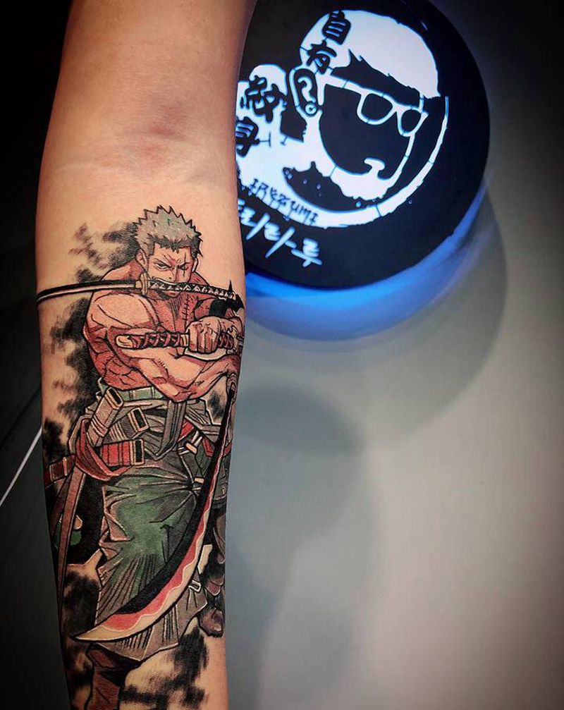 索隆小臂完成纹身图片_手臂纹身图案