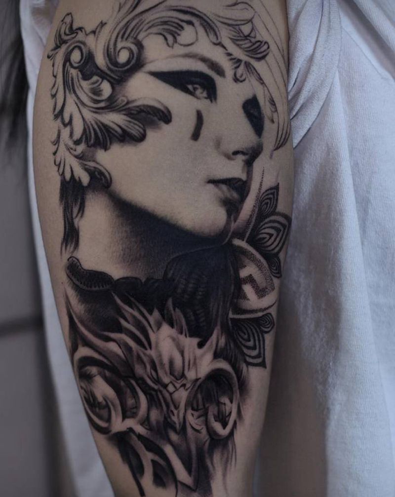 欧美大臂纹身图片_手臂欧美写实纹身图案